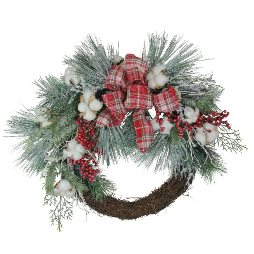 Best Real Touch™? Iced Mixed Pine and Holly Berry Artificial Christmas Wreath - 24" - Unlit Pre Decorated