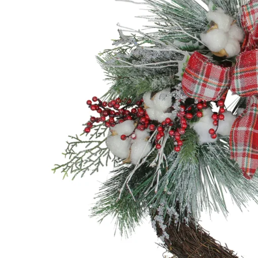 Best Real Touch™? Iced Mixed Pine and Holly Berry Artificial Christmas Wreath - 24" - Unlit Pre Decorated