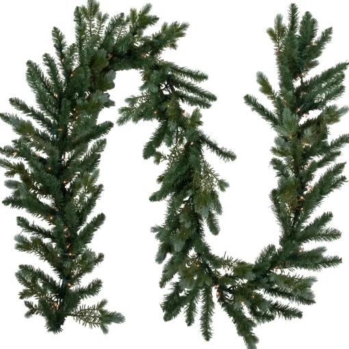 Hot Real Touch™? Pre-Lit Blue Spruce Artificial Christmas Garland - 9' x 14" - Clear Lights Pre Lit