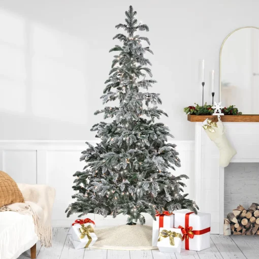 Sale Real Touch™? Pre-Lit Full Flocked Whistler Noble Fir Artificial Christmas Tree - 6.5' - Clear Lights Pre-Lit