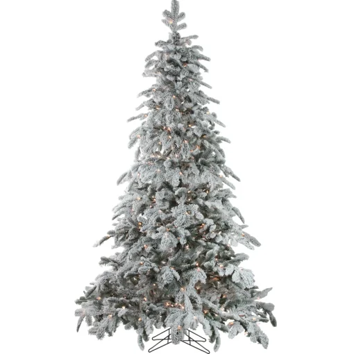 Best Real Touch™? Pre-Lit Full Flocked Whistler Noble Fir Artificial Christmas Tree - 7.5 - Clear Lights Pre-Lit