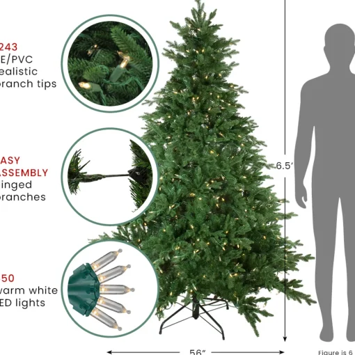Sale Real Touch™? Pre-Lit Full Minnesota Balsam Fir Artificial Christmas Tree - 6.5' - Warm White LED Pre-Lit