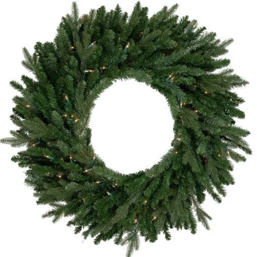 Online Real Touch™ Pre-Lit Grande Spruce Artificial Christmas Wreath - 48" - Clear Lights Pre Lit