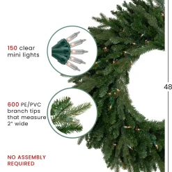 Online Real Touch™ Pre-Lit Grande Spruce Artificial Christmas Wreath - 48
