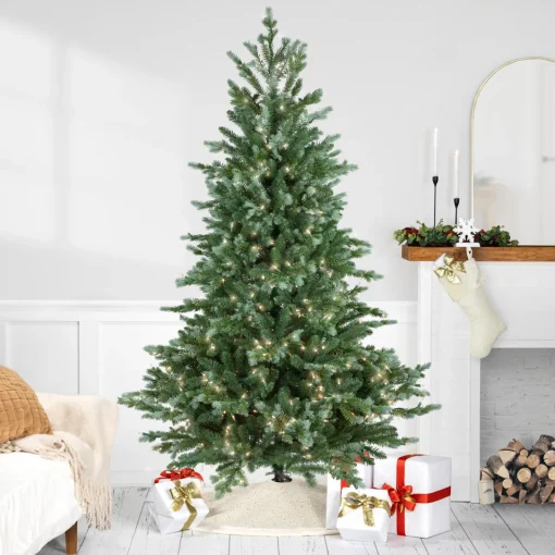 New Real Touch™? Pre-Lit Medium Blue Spruce Artificial Christmas Tree - 6' - Clear Lights Pre-Lit