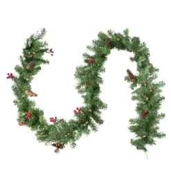 Online Real Touch™? Pre-Lit Noble Fir with Berries Artificial Christmas Garland - 9' x 10" - Clear Lights Pre Lit
