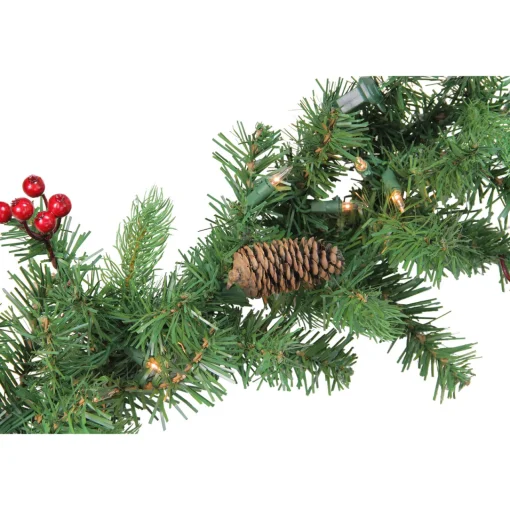 Online Real Touch™? Pre-Lit Noble Fir with Berries Artificial Christmas Garland - 9' x 10" - Clear Lights Pre Lit