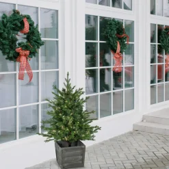 Sale Real Touch™? Pre-Lit Potted Deluxe Russian Pine Artificial Christmas Tree - 4' - Warm White LED Lights Potted