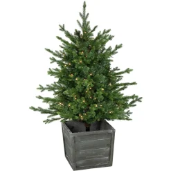 Sale Real Touch™? Pre-Lit Potted Deluxe Russian Pine Artificial Christmas Tree - 4' - Warm White LED Lights Potted