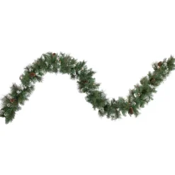 Clearance Real Touch™? Pre-lit Snow Valley Pine Artificial Christmas Garland - 9' x 10" - Clear Lights Frosted & Flocked