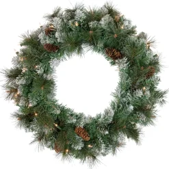 Online Real Touch™? Pre-Lit Snow Valley Pine Artificial Christmas Wreath - 24" - Clear Lights Frosted