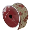 Sale Red and Beige Christmas Tree Wired Craft Ribbon 2.5" x 10 Yards Ribbons & Bows