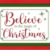 Red and Green Believe in the Magic of Christmas 12.5" x 16.5" Framed Christmas Wall Decor Sign Poster in a Natural Wooden Frame with UV Acrylic Wall