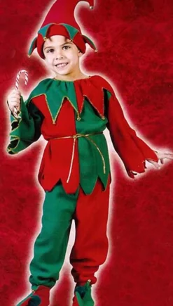 New Red and Green Fun Elf Plush Unisex Child Christmas Costume - Medium Costumes