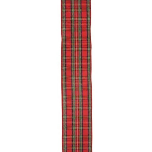 Sale Red and Green Plaid Wired Christmas Craft Ribbon 2.5" x 10 Yards Ribbons & Bows