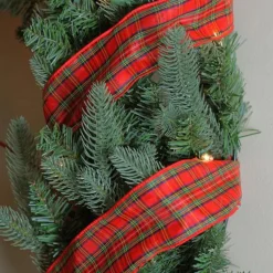 Sale Red and Green Plaid Wired Christmas Craft Ribbon 2.5