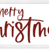 Outlet Red and White Merry Christmas 9.5" x 18.5" Framed Christmas Wall Decor Art Print Sign Poster in a Natural Wooden Frame with UV Acrylic and Hangers Wall