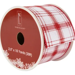 Best Red and White Plaid Wired Craft Christmas Ribbon 2.5" x 10 Yards Ribbons & Bows