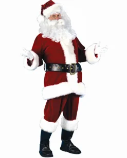 Sale Red and White Plush Velour Santa Claus Women Christmas Costume Suit - Standard Size Costumes