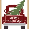 Online Red Christmas Truck 10.5" x 11.5" Framed Christmas Wall Decor Art Print Sign Poster in a Natural Wooden Frame with UV Acrylic and Hangers Wall