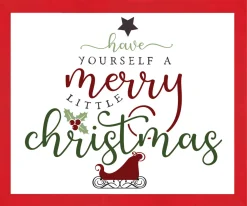 Best Red Have Yourself a Merry Little Christmas 14.5" x 16.5" Framed Christmas Wall Decor Sign Poster in a Red Wooden Frame with UV Acrylic and Hangers Wall