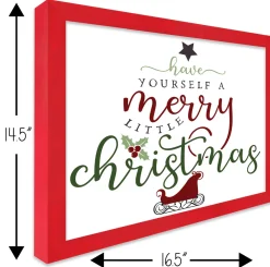 Best Red Have Yourself a Merry Little Christmas 14.5" x 16.5" Framed Christmas Wall Decor Sign Poster in a Red Wooden Frame with UV Acrylic and Hangers Wall