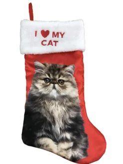 Best Red Satin I Love My Gray Cat Christmas Holiday Stocking Stockings