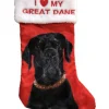 Sale Red Satin I Love My Great Dane Dog Christmas Holiday Stocking Stockings