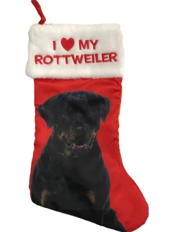 Best Red Satin I Love My Rottwiler Dog Christmas Holiday Stocking Stockings