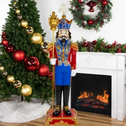 Online Regal Commercial Christmas Nutcracker Soldier with Scepter - 6.5' - Red and Blue Nutcrackers