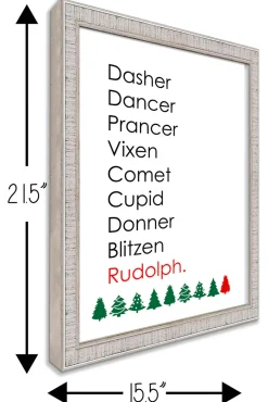 Online Reindeer Names 15.5" x 21.5" Framed Christmas Wall Decor Art Print Sign Poster in a White Wooden Frame with UV Acrylic and Hangers Wall