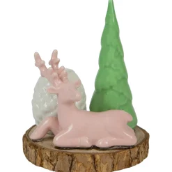 Clearance Reindeer with Tree and Pine Cone Christmas Taper Candle Holder - 6" Candle Holders