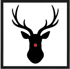 Outlet Rudolph the Red Nosed Reindeer 15.5" x 15.5" Framed Christmas Wall Decor Art Print Sign Poster in a Black Wooden Frame with UV Acrylic and Hangers Wall