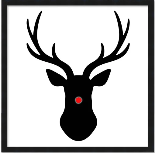 Outlet Rudolph the Red Nosed Reindeer 15.5" x 15.5" Framed Christmas Wall Decor Art Print Sign Poster in a Black Wooden Frame with UV Acrylic and Hangers Wall