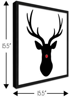 Outlet Rudolph the Red Nosed Reindeer 15.5" x 15.5" Framed Christmas Wall Decor Art Print Sign Poster in a Black Wooden Frame with UV Acrylic and Hangers Wall