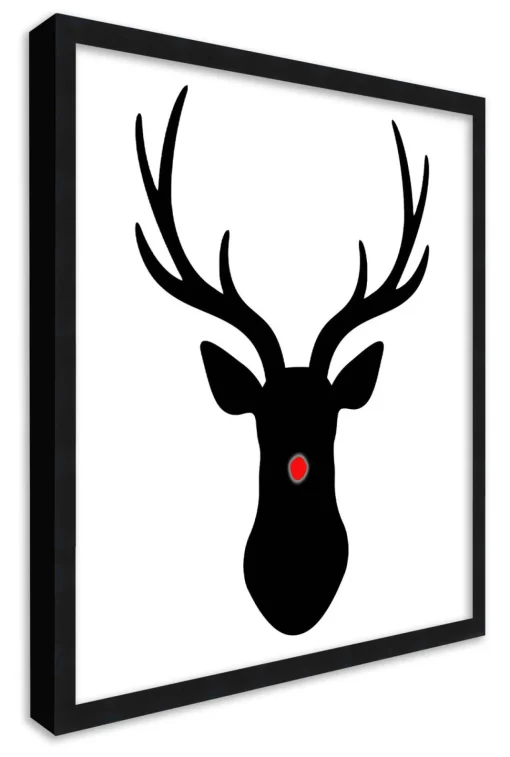 Outlet Rudolph the Red Nosed Reindeer 15.5" x 15.5" Framed Christmas Wall Decor Art Print Sign Poster in a Black Wooden Frame with UV Acrylic and Hangers Wall