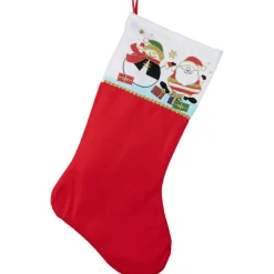 Online Santa and Snowman Christmas Stocking - 19" - Red and White Stockings