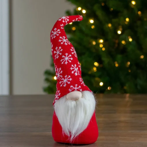 Hot Santa Gnome with Snowflake Hat Christmas Figure - 8" - Red Gnomes