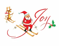 New Santa Skiing Christmas Holiday Wall Decor Art Print Wall