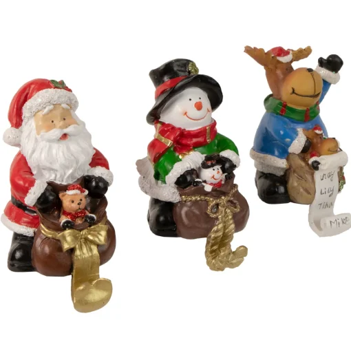 Santa, Snowman and Reindeer Christmas Stocking Holders - 5.25" - Set of 3 Stocking Holders