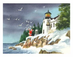 Seashore Santa Winter Scene Wall Decor Art Print Wall
