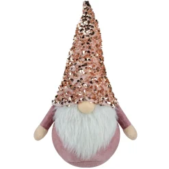 Clearance Sequined Hat Christmas Gnome Figure - 12" - Rose Gold and Pink Gnomes