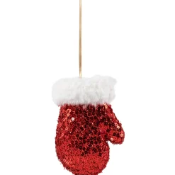 Best Sequined Winter Mitten with Plush Trim Christmas Ornament - 6" - Red Fashion & Beauty