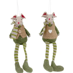 New Set of 2 Boy and Girl Mice Christmas Ornaments 7.5" Animals