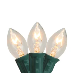 Set of 25 C7 Clear Christmas Lights - 24 ft Green Wire C7 & C9 Lights