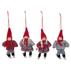 Sale Set of 4 Colorful Holiday Skiing Kids Christmas Ornament Decorations 6" Gnomes