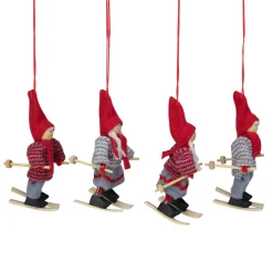 Sale Set of 4 Colorful Holiday Skiing Kids Christmas Ornament Decorations 6" Gnomes