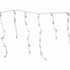 Discount Set of 100 Green Everglow Icicle Christmas Lights, 6.6' White Wire Icicles