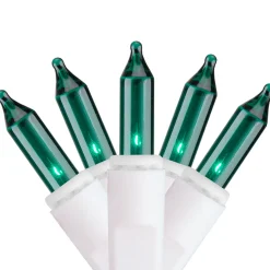 Discount Set of 100 Green Everglow Icicle Christmas Lights, 6.6' White Wire Icicles