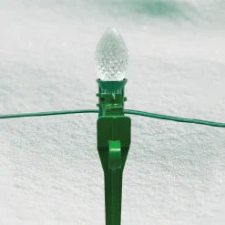 New Set of 100 Green 2-in-1 Christmas Decorations Tie Down and Light Stakes- 7.5" Lawn Stakes